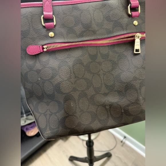 Coach Brown and Pink Monogram Tote - Picture 5 of 10